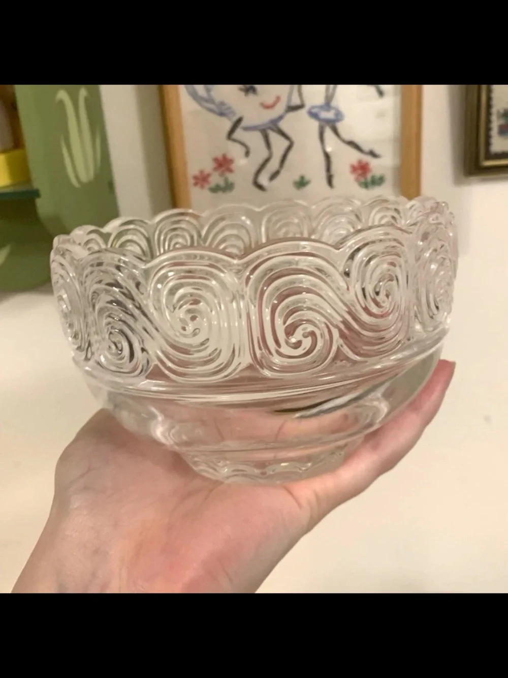 Tiffany & Co. Clear Glass Swirl Pattern Round candy Bowl